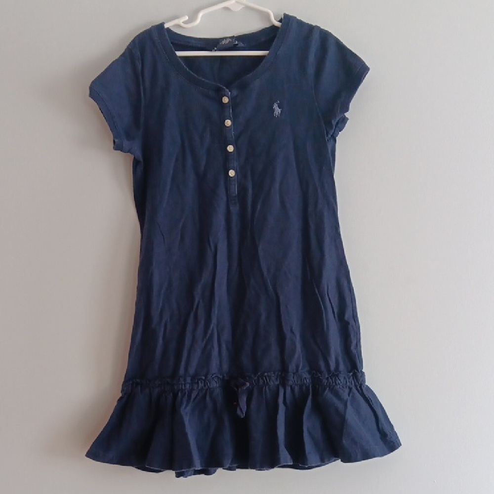 Ralph Lauren Short Sleeved Navy Blue Kids Dress M 8/10